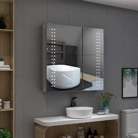 Buy Quavikey® Led Illuminated Bathroom Vanity Mirror Cabinet 2 Door Large Mirrored Cabinet Wall