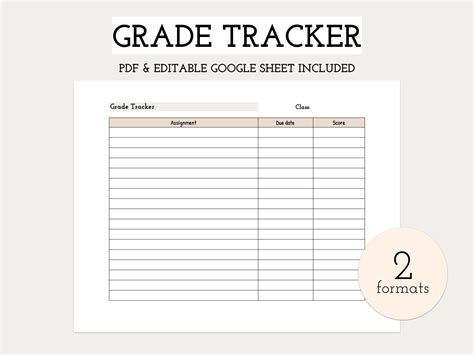 Student Grade Tracker Simple Progress Tracker Student Tool Assignment