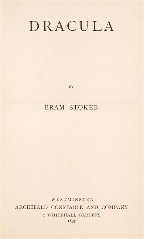 Lot 882 Stoker Bram Dracula 1st Edition 1897