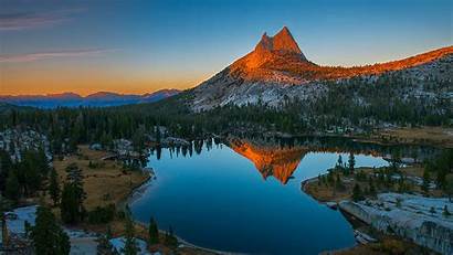 Mountain Desktop Sunset Rocky Water Lake Reflecting