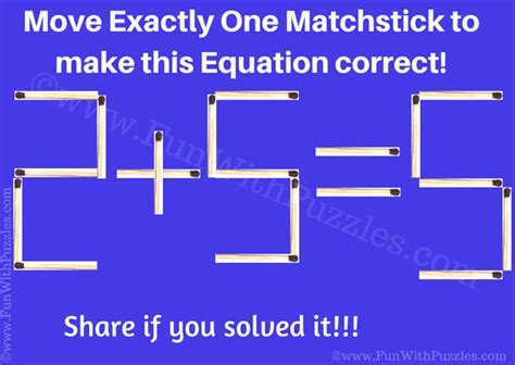 Matchstick Puzzle For Children With Answer