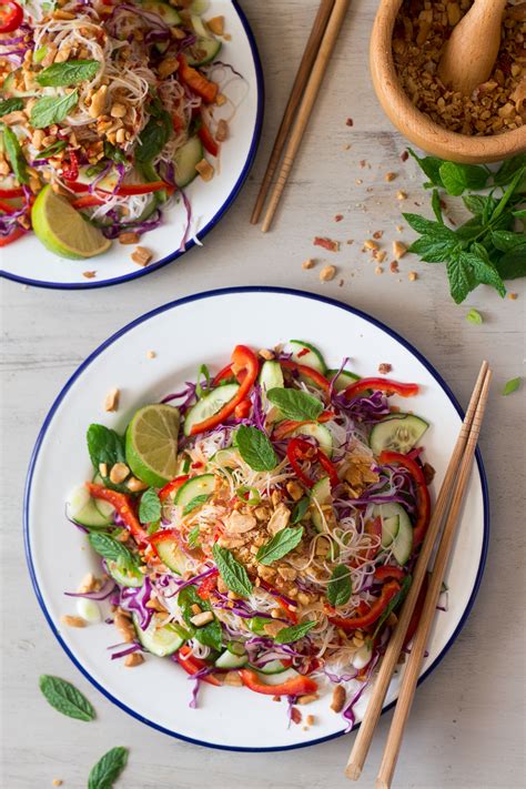 When i talk about bowl food, i mean any recipe that consists of a base, such as noodles or rice, a protein, vegetables, and a flavorful sauce. Asian vermicelli salad with peanuts - Lazy Cat Kitchen