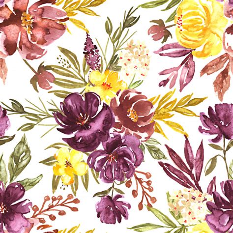 Illustration for seasonal fashion prints, trendy home decor, scrapbook paper, stationery. Seamless pattern watercolor fall floral loose Vector ...