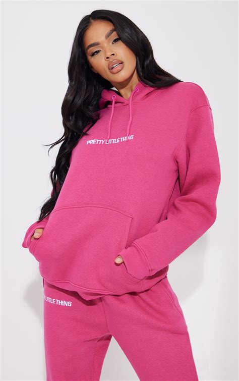 Plt Hot Pink Embroidered Graphic Hoodie Prettylittlething Ca