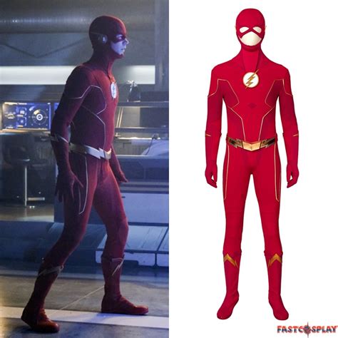 Unisex Specialty The Flash Season 6 Barry Allen Battle Suit Cosplay Costume Full Suit Custom Made