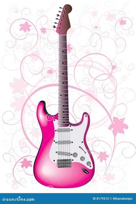 Pink Guitar Stock Vector Illustration Of Color Musical 8179312