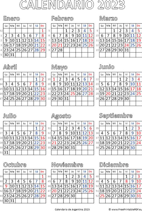 Calendario De Argentina 2023 Imprimir El Pdf Gratis