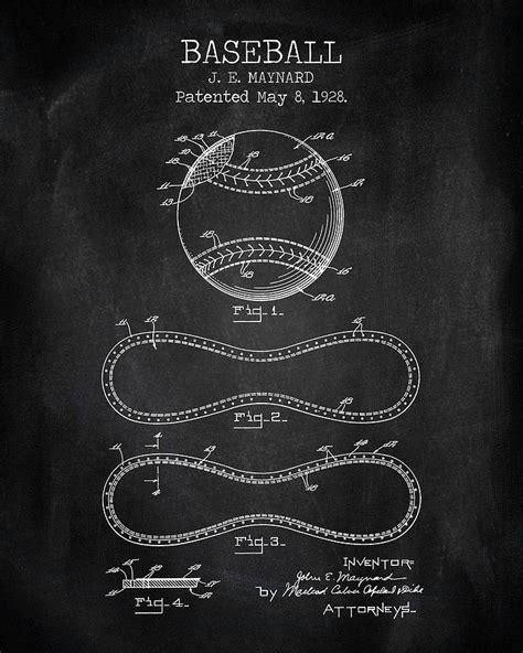 Baseball Chalkboard Patent Digital Art By Dennson Creative Fine Art
