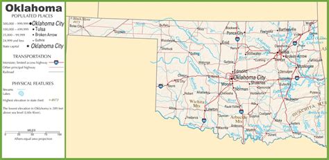 Oklahoma Ok Road And Highway Map Printable
