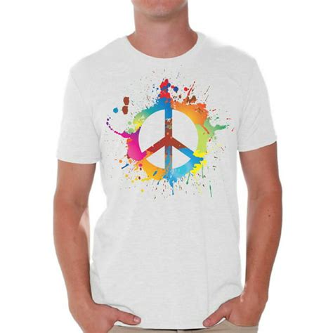 Awkward Styles Peace Sign T Shirt For Men Love Floral Colorful