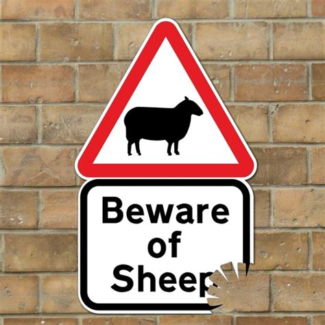 Jaf Graphics Funny Beware Of Sheep Sign With Bite Mark Joke Road Sign Funny Farmer T