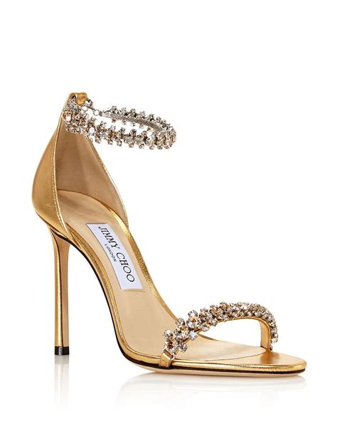 Jimmy Choo Womens Shiloh 100 Crystal Embellished High Heel Sandals In