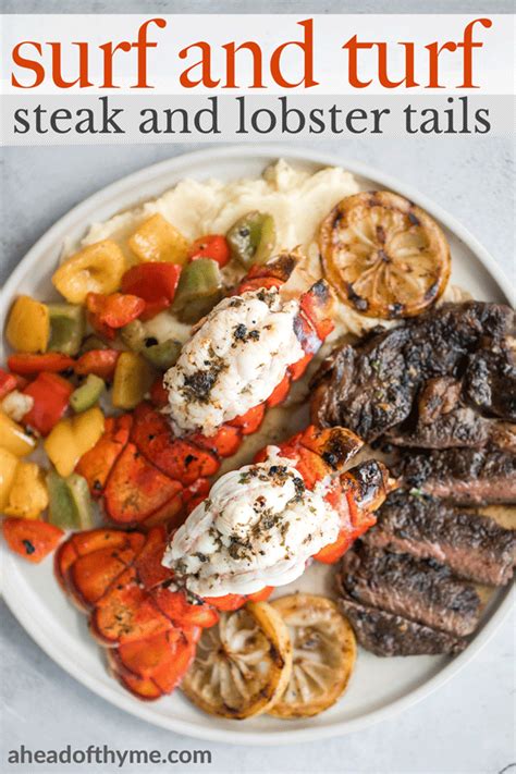 Try one of our amazing steak dinner recipes tonight. Surf and Turf Steak and Lobster Tails | Ahead of Thyme