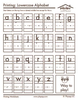 How to teach alphabet using this lowercase letters writing worksheet, students practice writing lower case letters in order to build their handwriting skills. Lowercase Letters Printable by Playapy | Teachers Pay Teachers