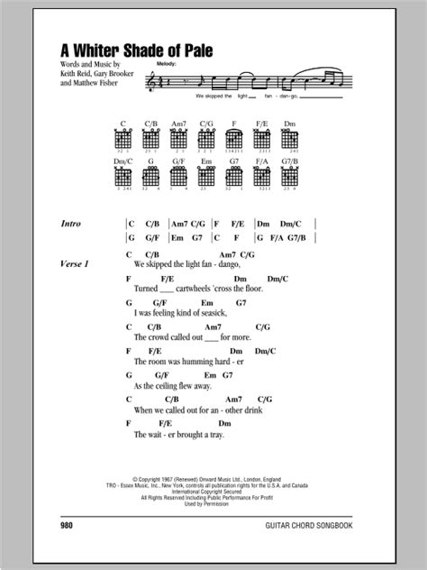 The single reached number one in the uk singles chart on 8. A Whiter Shade Of Pale by Procol Harum - Guitar Chords ...