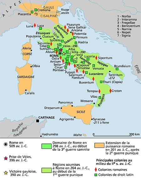 Carte De L Italie Antique Au Iiième Siècle Av Jc
