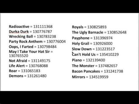 All Ids For The Music In Roblox