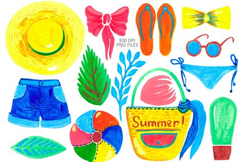 Watercolor Summer Clipart 1112006 Illustrations Design Bundles