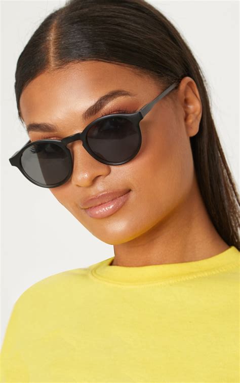 Black Chunky Round Sunglasses Sunglasses Prettylittlething Aus