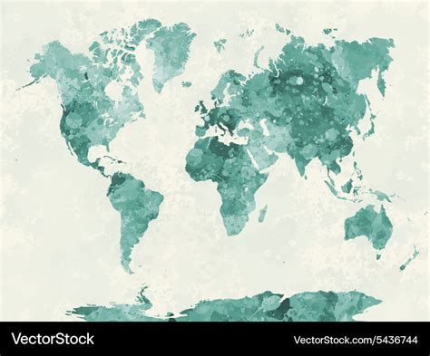 World Map In Watercolor Green Royalty Free Vector Image
