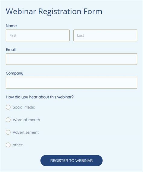 Webinar Registration Form Template Free 123 Form Builder