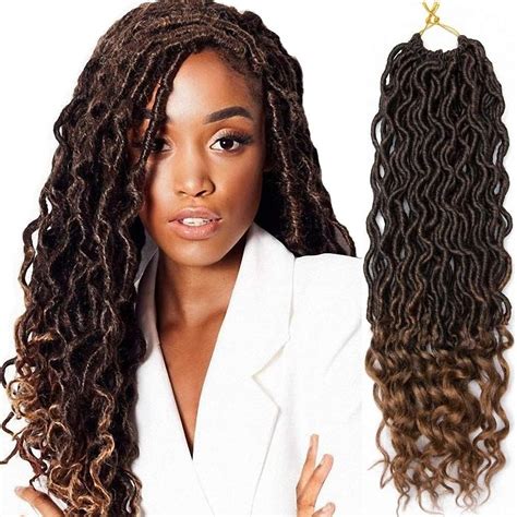 Packs Faux Locs Crochet Hair Inch Straight Fauxs Locs With Curly Ends Ombre Color B In