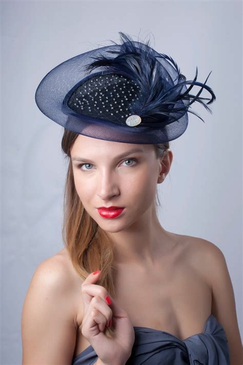 Navy Fascinator Hat Royal Blue Hat Kentucky Derby Etsy