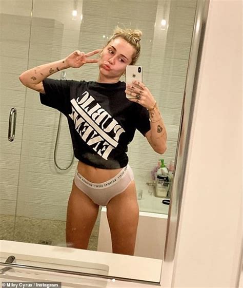 Miley Cyrus Poses In Underwear And Public Enemy T Shirt In Selfie
