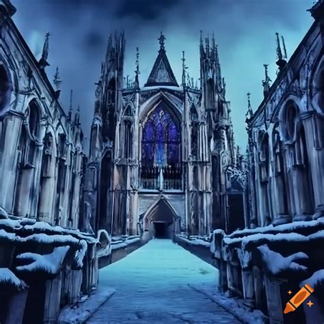Explore An Ancient Gothic Cathedral Amidst A Whimsical Snowy City