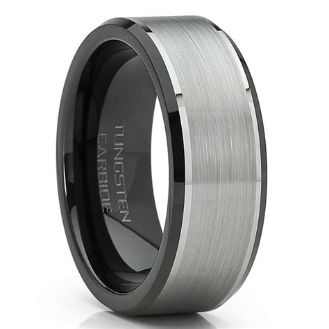 Ringwright Co Mens Tungsten Carbide Wedding Band Flat Top Brushed