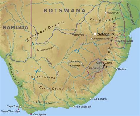 Physical Map Of Africa With Rivers And Mountains