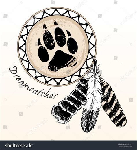 Hey there paw :) i just wanted to thank you for continuing to pump out quality content all these years~. Dream Catcher Feathers Bear Paw Print Stock Vector ...
