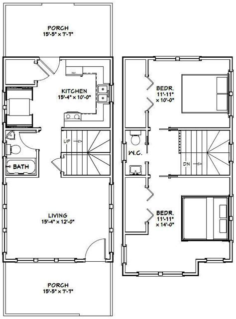 two story house plans with one bedroom and an open floor plan for the living room