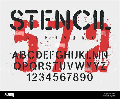 Stencil Typeface Grunge Textured Font Vector Handmade Alphabet Rough