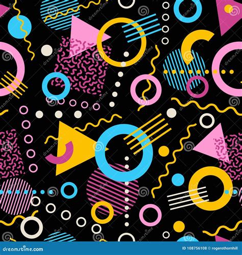 Retro Seamless 1980s Inspired Memphis Pattern Background Vector