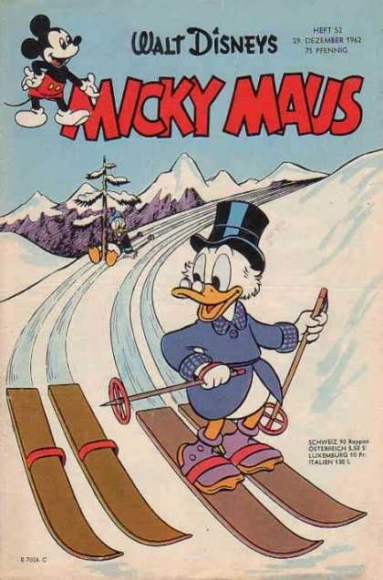 Skiing Snow Moutains Donald Duck Fall Disney Cartoon