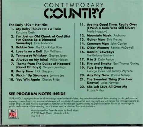 Time Life Contemporary Country The Early 80s Hot Hits Mint Cd