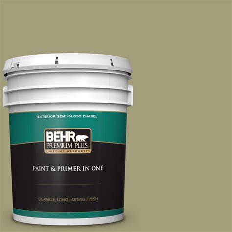 Behr Premium Plus 5 Gal Mq6 57 Bermuda Grass Semi Gloss Enamel