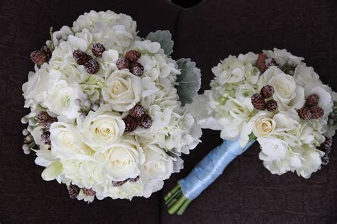 Winter White Bouquet With Wedding Flowers Like Ranunculus And Brunia