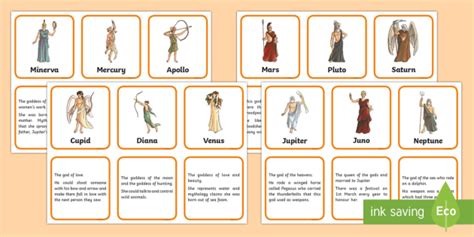 Ks2 Roman Gods And Goddesses Matching Cards Teacher Made