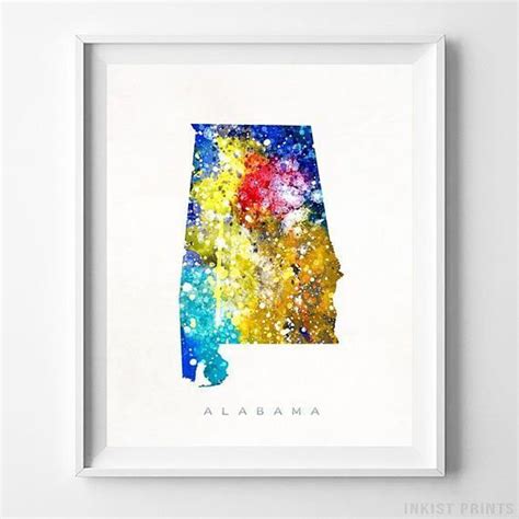 Alabama Watercolor Map Wall Art Print Prices From 995 Click Photo
