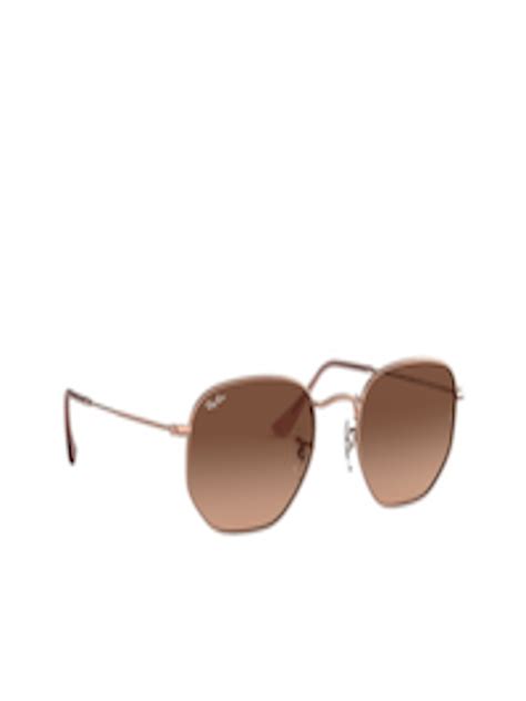 Buy Ray Ban Unisex Brown Lens Rose Gold Toned Oversized Sunglasses