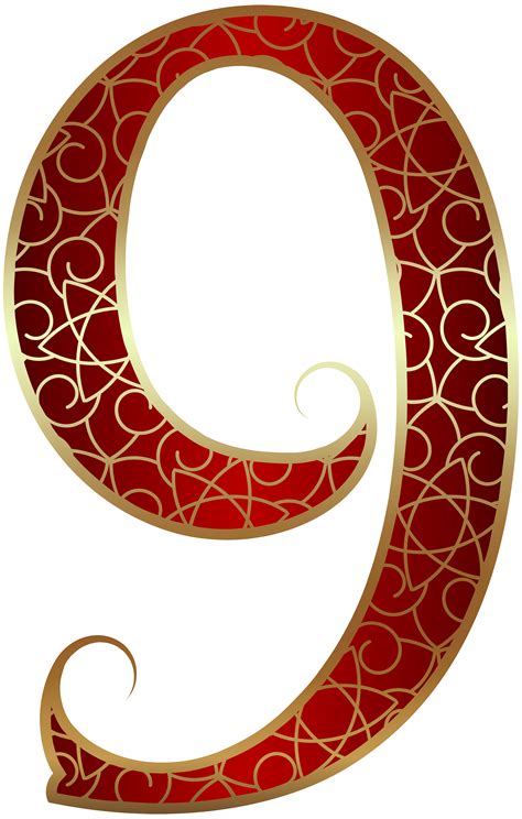 Gold Red Number Nine Png Clip Art Image Gallery Yopriceville High