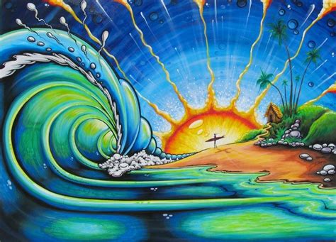 Drew Brophy Painted Surfboards Sunrise Surf Art Painting Drew