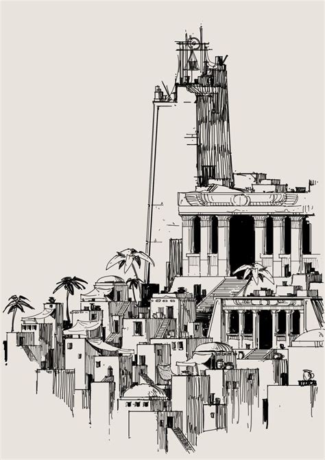 Artstation Daily Sketch Egyptian City George Brad Архитектурные