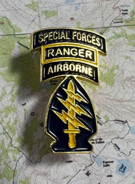Special Forces Color Ssi Sf Tab Ranger Tab Pin “triple Canopy