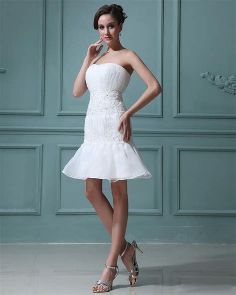 Sleeveless Organza Applique Sweetheart Short Mini Wedding Dress Mini