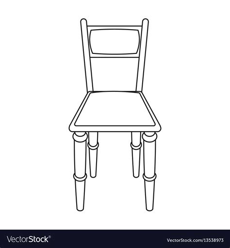 Wooden Chair Icon In Outline Style Isolated Vector Image