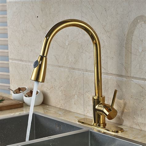 The only available choices in the past were cast iron and. Columbine Gold Finish Kitchen Sink Faucet with Pull Out ...