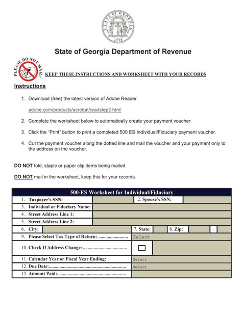 Georgia Estimated Tax Payments 2019 Fill Out And Sign Online Dochub